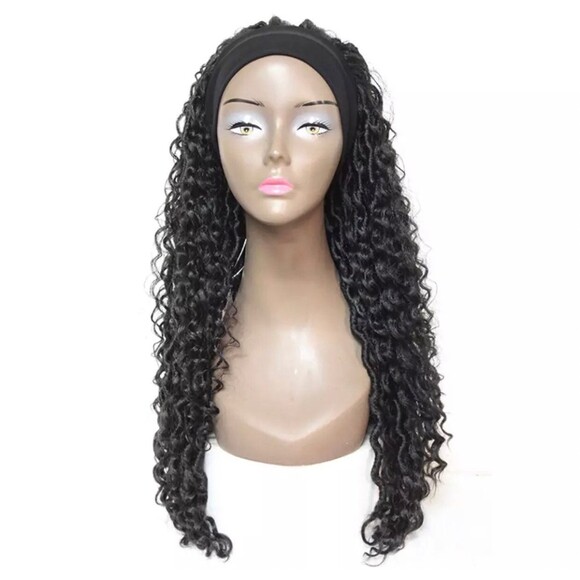 Synthetic Faux Locs Curly Headband Wig - Picture 1 of 6